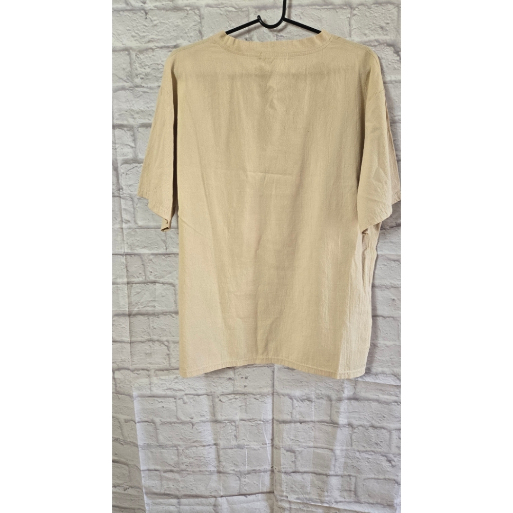Men's Beige Short Sleeve Shirt Size L - Picture 4 of 4